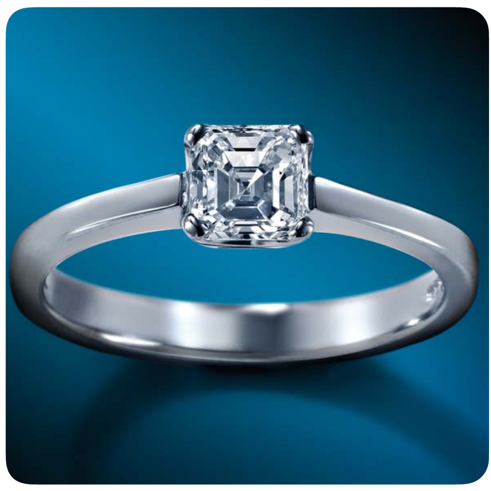 Assher Cut Diamond Solitaire Ring