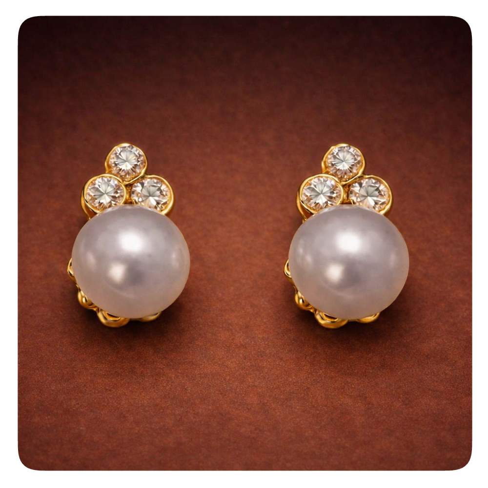 Champagne Pearl Stud Earrings