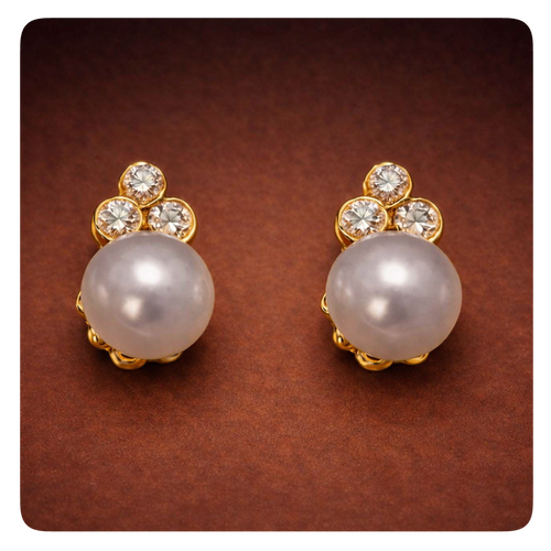 Champagne Pearl Stud Earrings