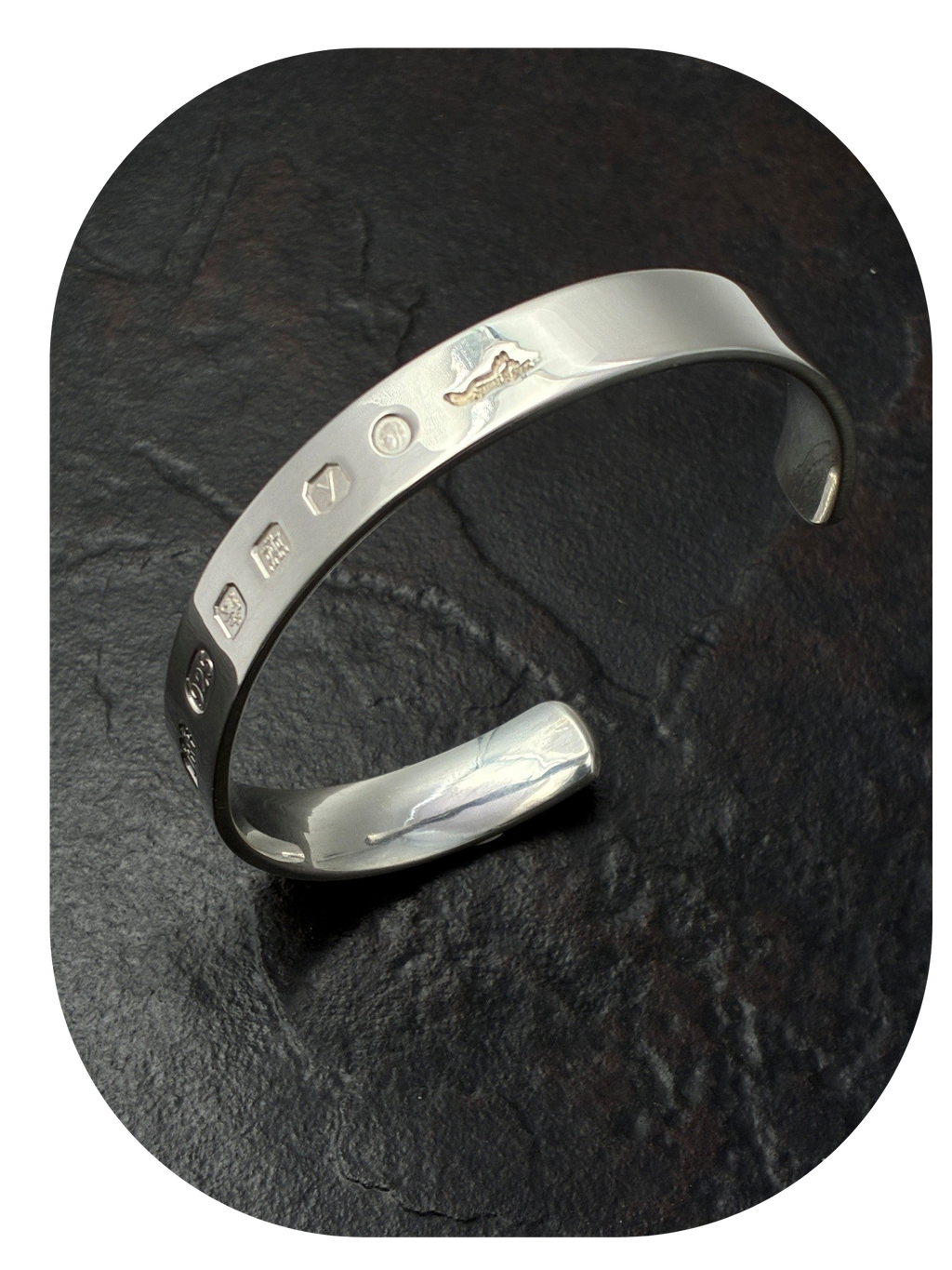 Sterling Silver King Charles III Coronation Hallmark Cuff Bangle