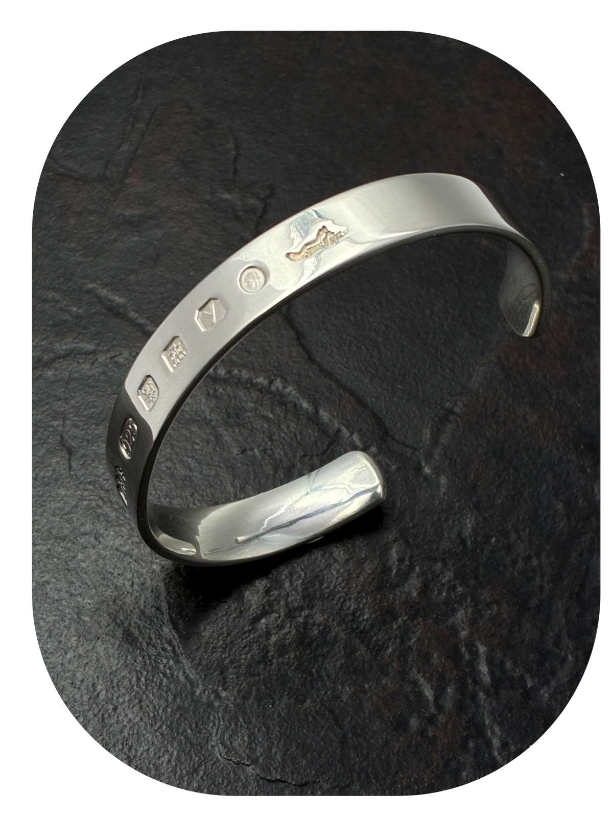 Sterling Silver King Charles III Coronation Hallmark Cuff Bangle