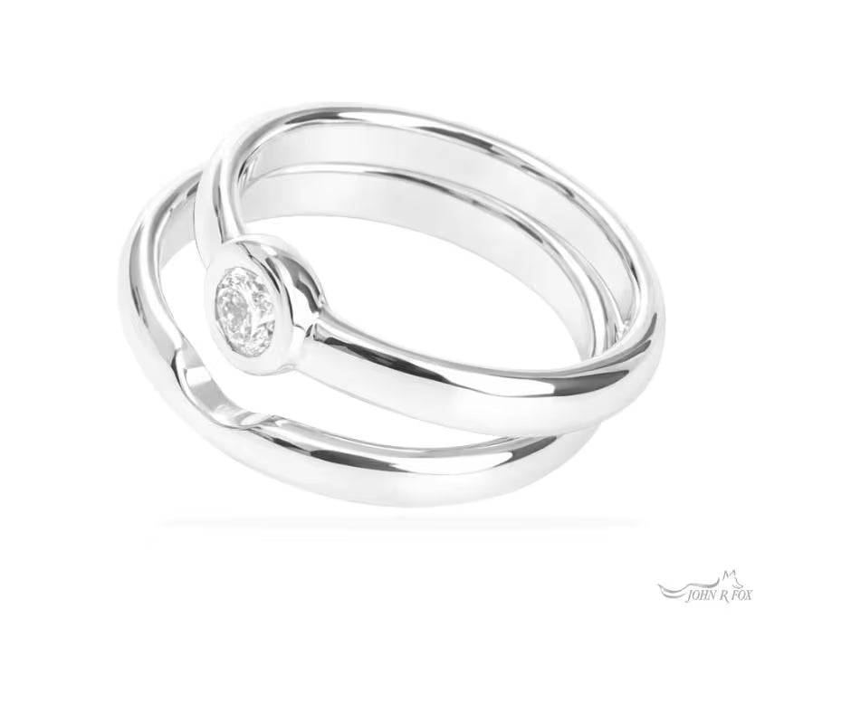 Chubbie Single Stone & Notched Wedding Ring Set - 0.25ct