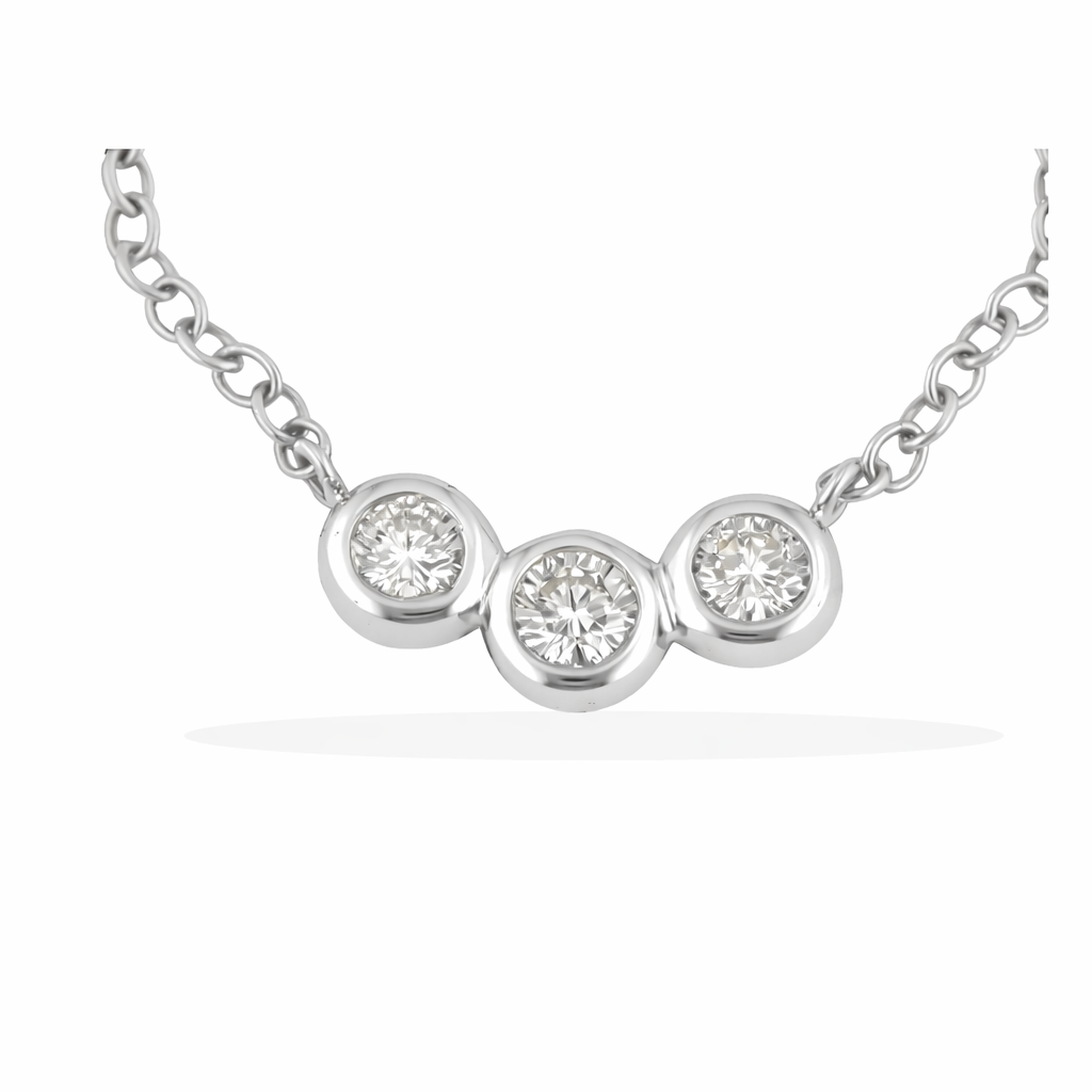 Chubbie Three Stone Diamond Necklace -0.35ct Total