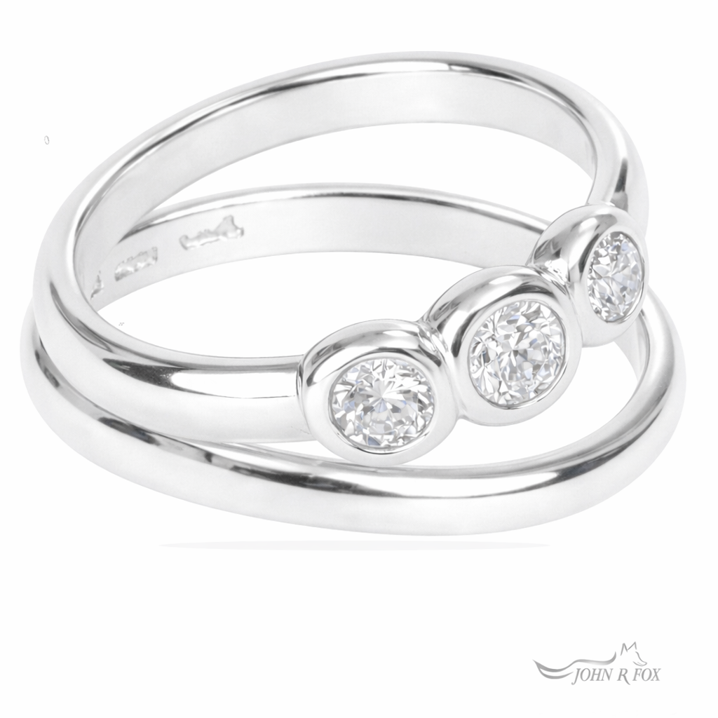 Chubbie Three Stone & Shaped Wedding Ring Set -0.35ct