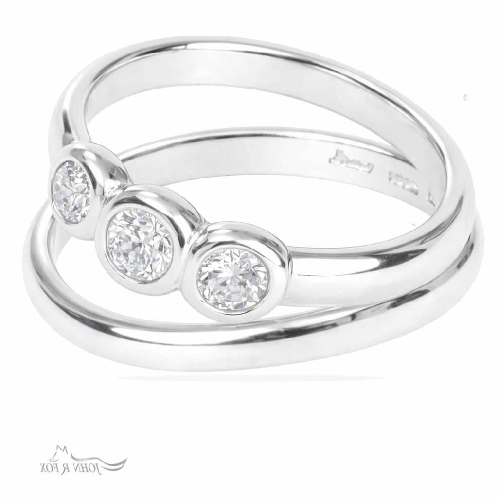 Chubbie Three Stone & Shaped Wedding Ring Set -0.35ct