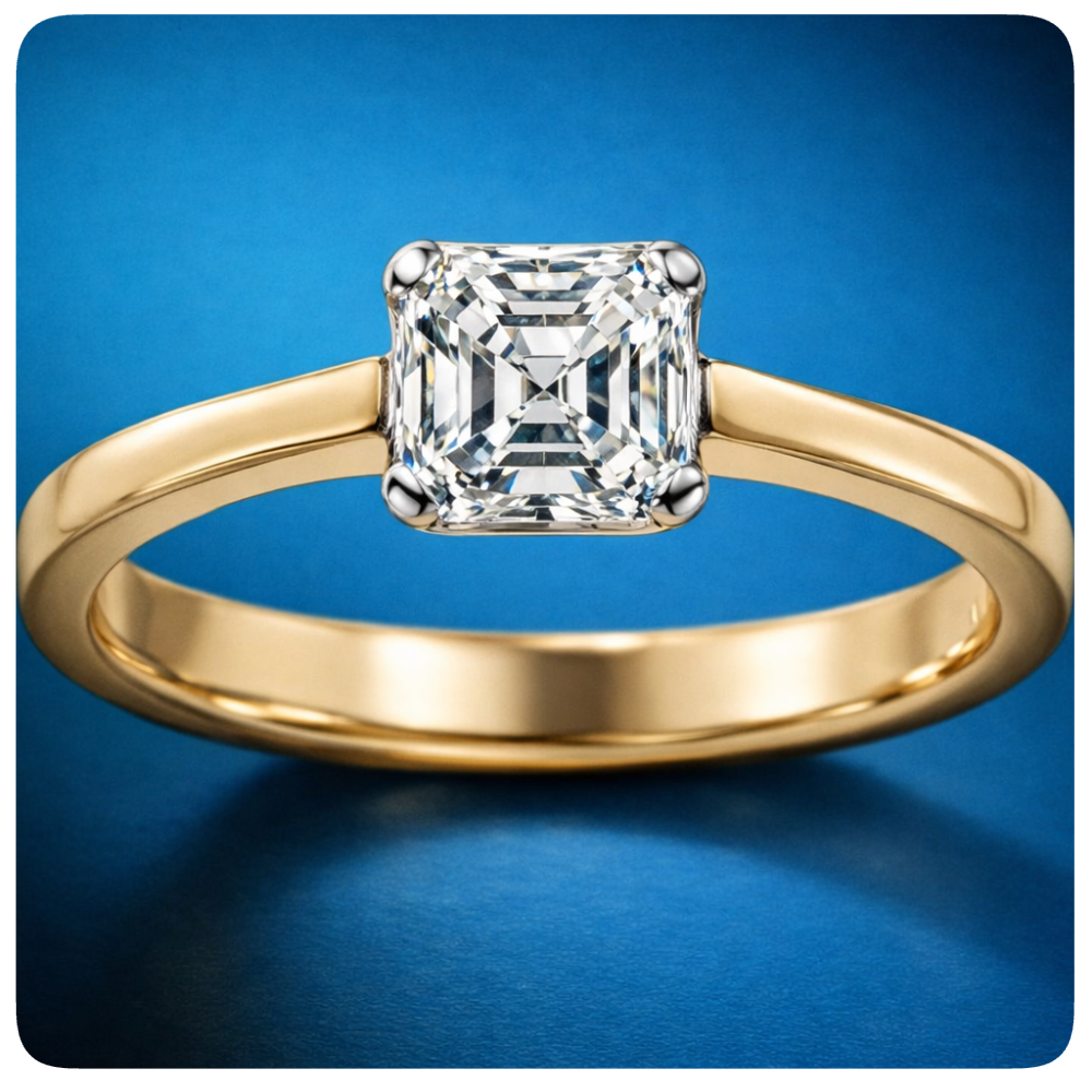 Assher Cut Diamond Solitaire Ring