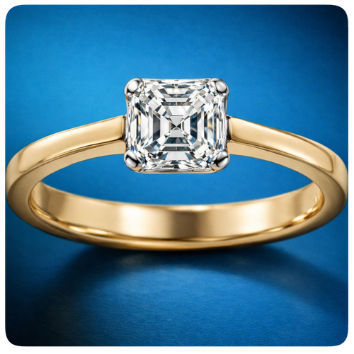 Assher Cut Diamond Solitaire Ring