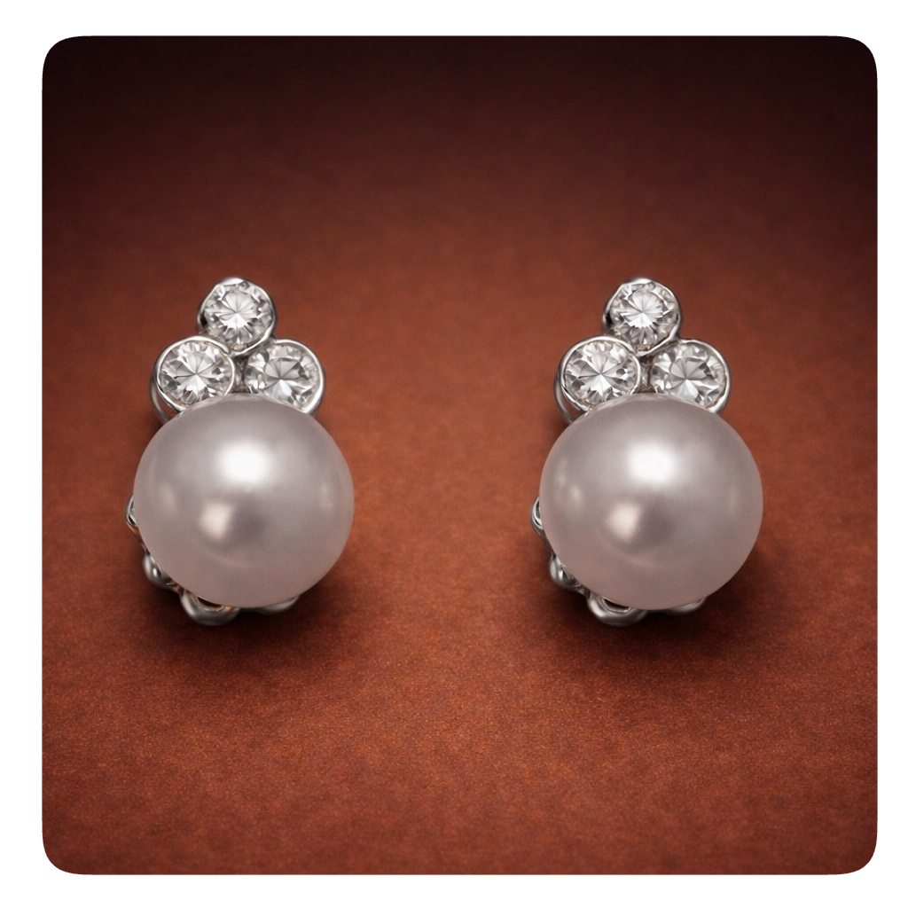 Champagne Pearl Stud Earrings